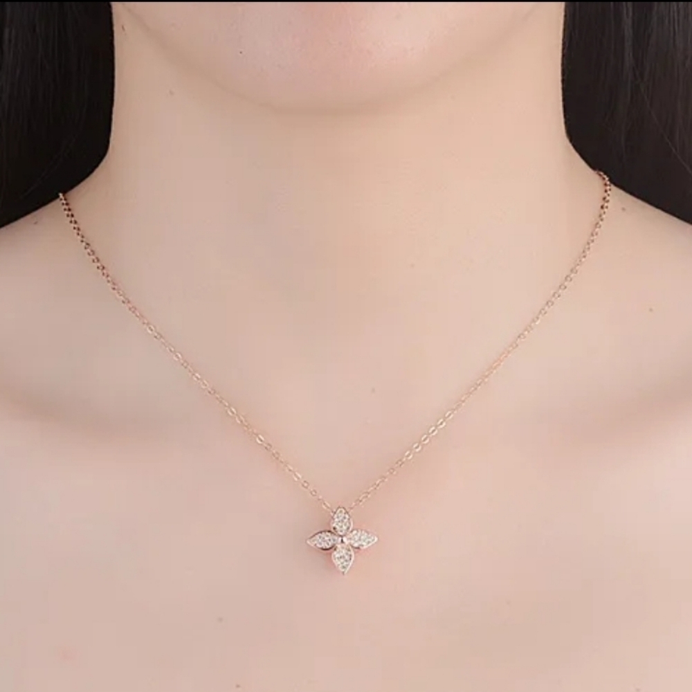 SOLD SOLD Rose Gold Flower Necklace - Picture 2 of 2